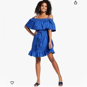 Who What Wear Blue Off-Shoulder Mini Dress NWT